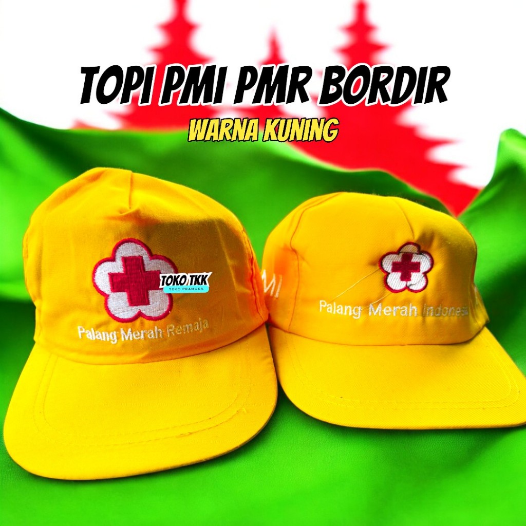 Topi PMI PMR bordir kuning / Topi PMI kuning / Topi PMR kuning