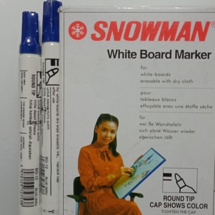

spidol bisa dihapus satuan (1pcs) / spidol snowman white board marker bg-12
