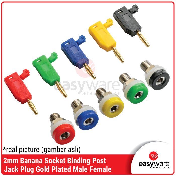 2mm Jack Banana Plug Gold Plating Socket Banana 2 mm Socket Binding Post Banana Jek Banana Male Fema