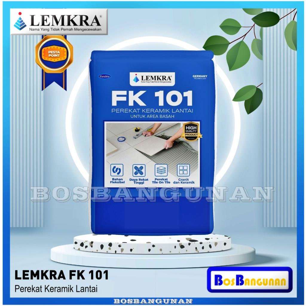 Semen LEMKRA FK 101 30 KG / Semen Pasang Keramik / Tile on Tile Grey / LEMKRA Perekat Keramik Lantai