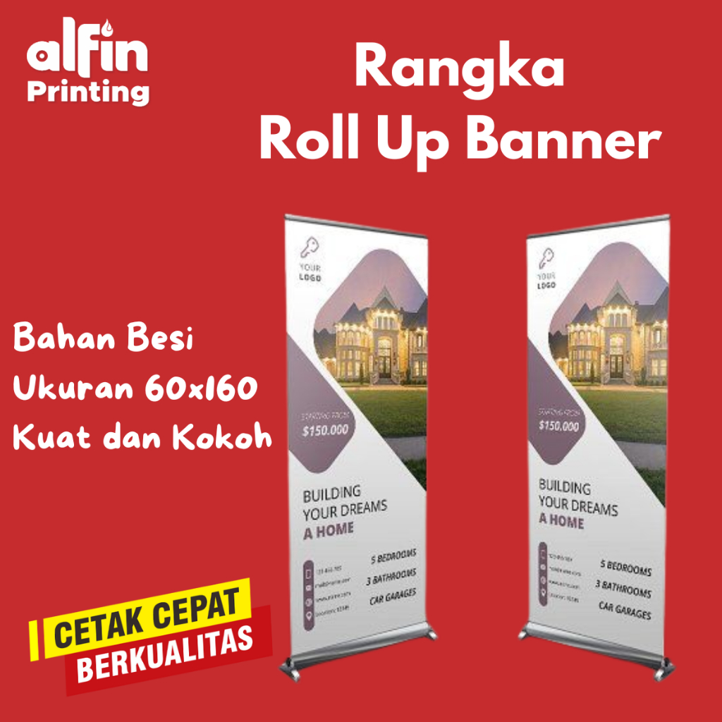 Standing Roll Up Banner 60x160 Cm Aluminium Stand Penyangga Spanduk Berdiri Tiang (HANYA RANGKA)