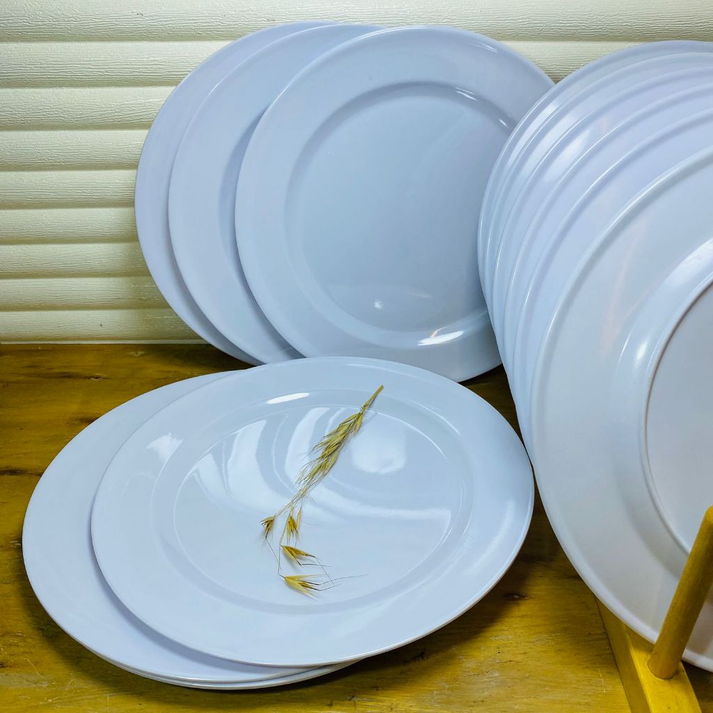 Jarum_Perabot3^_^1.PCS PIRING MAKAN Plate SEMI MELAMIN CEPER POLOS UKURAN 10 INCH PUTIH