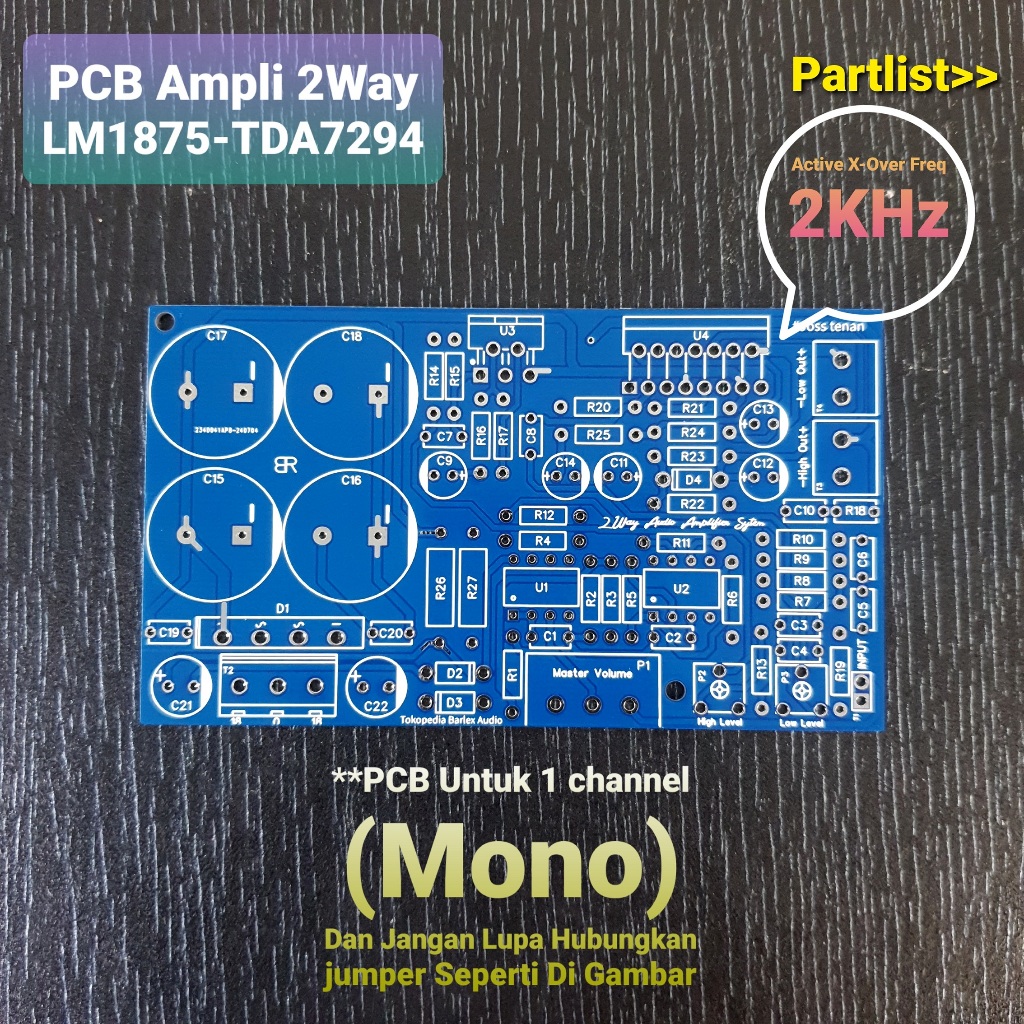 PCB 2 way amplifier LM1875+tda7294 mono