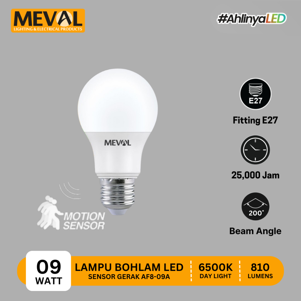 MEVAL Lampu Sensor Gerak LED Motion Sensor 9W - Putih