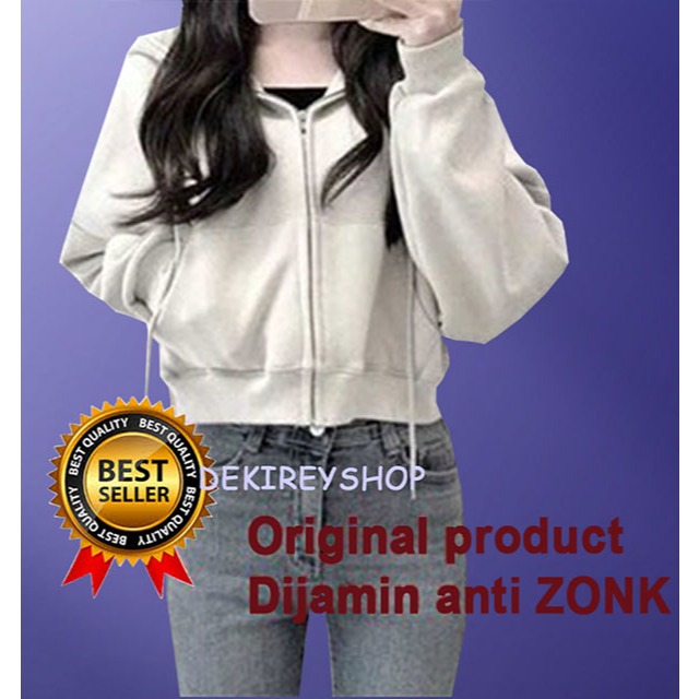 HOODIE ZIPPER CROP TOP (Hoodie wanita korean style)