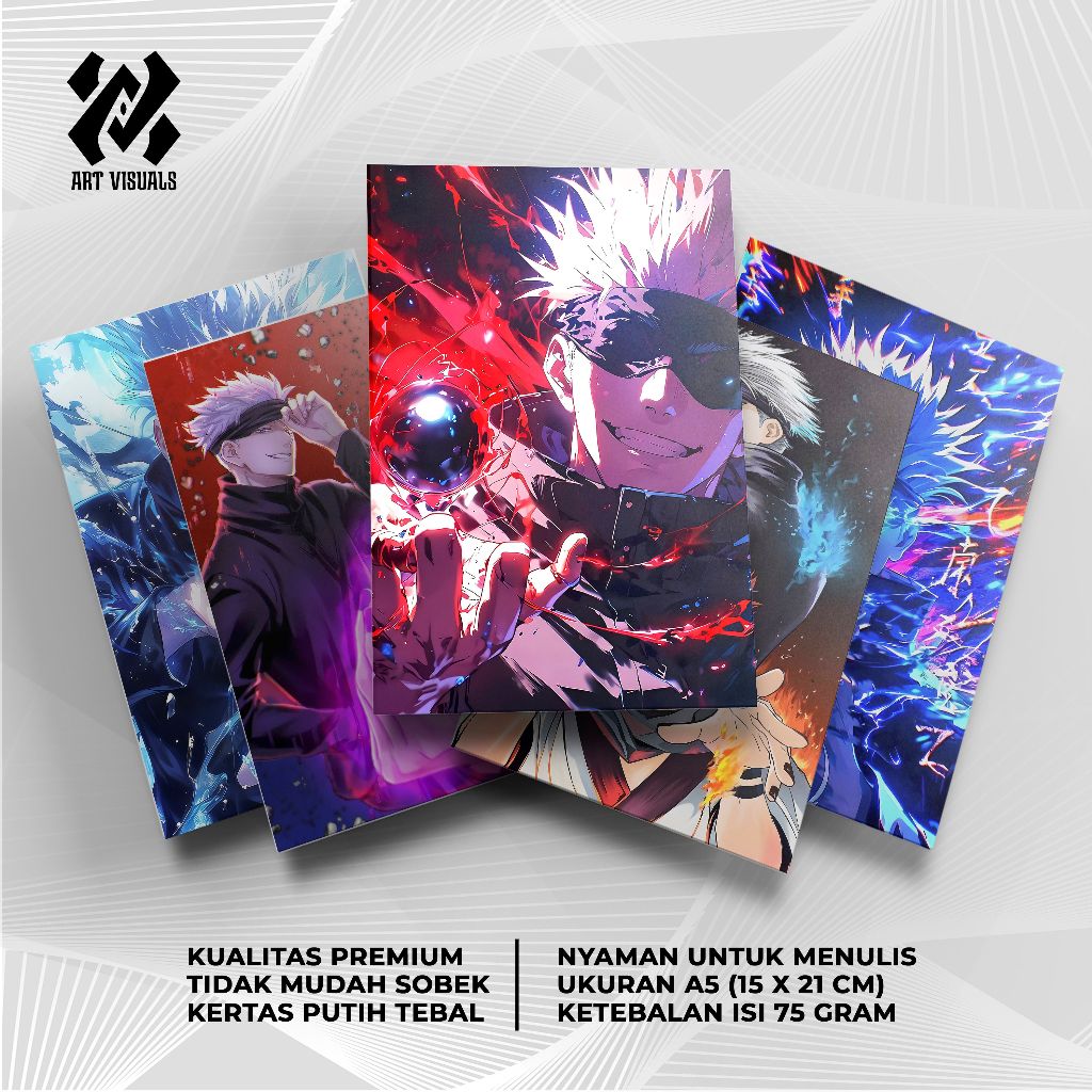 

Buku Tulis Custom Tema Gojo Satoru Jujutsu Kaisen Terlengkap Termurah Model Bebas Pilih Foto / Buku Tulis Sekolah / Buku Catatan