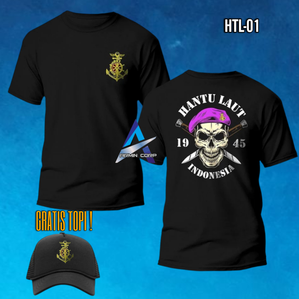 TSHIRT DISTRO HANTU LAUT KECE CASUAL TRENDY  CHAT ADMIN KETERSEDIAAN WARNA LAIN BONUS TOPI