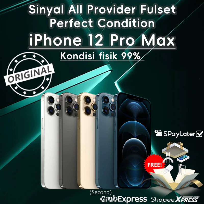 iPhone 12 Pro Max 128GB/256GB ALL SIM LTE 5G Second Original 100% Fullset Mulus/iPhone bekas/iphone 