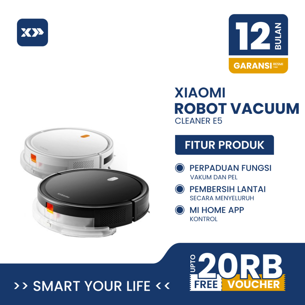 Xiaomi Robot Vacuum E5 | Robot Vacuum E10 | Robot Vacuum S20 - Garansi Resmi