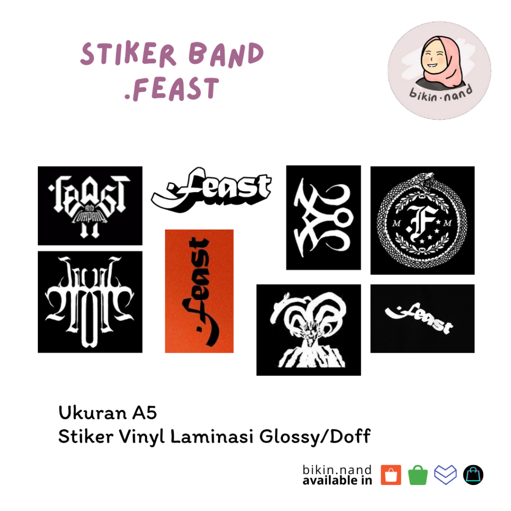 

STICKER PACK BAND .FEAST (HIGH QUALITY) MURAH 8 pcs