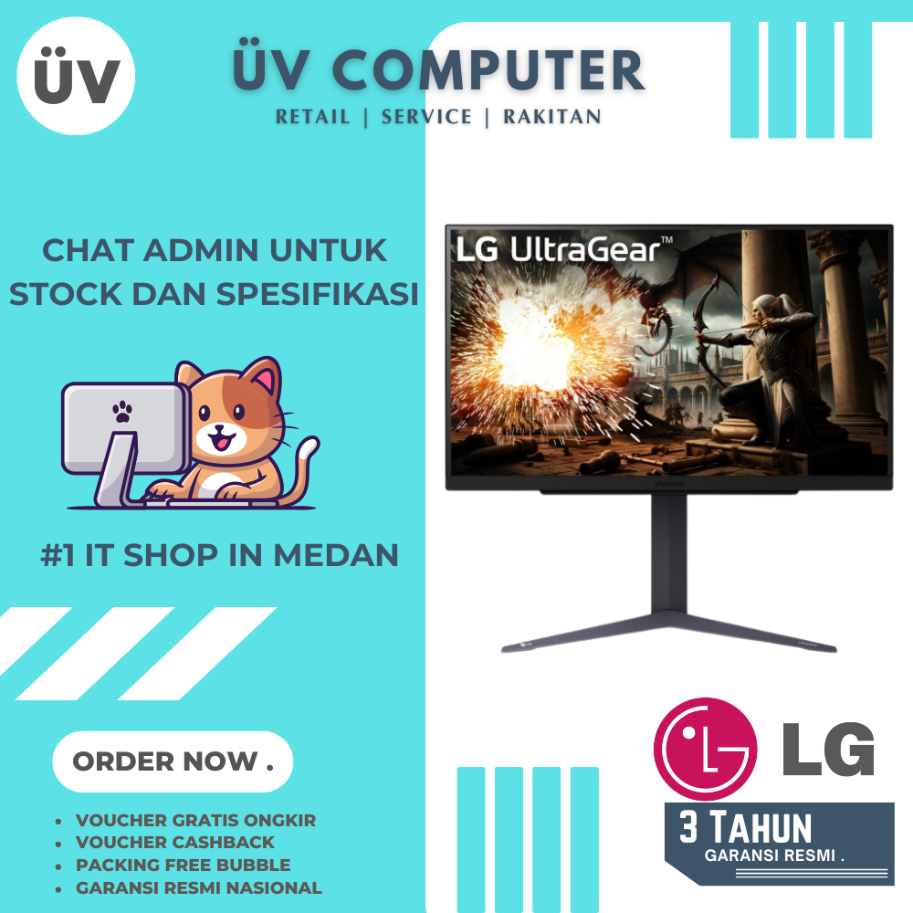 Monitor LED LCD LG UltraGear 27GS75Q-B | 27" inch | QHD 1440p | Panel IPS | 1ms 180Hz (O/C 200Hz) | 