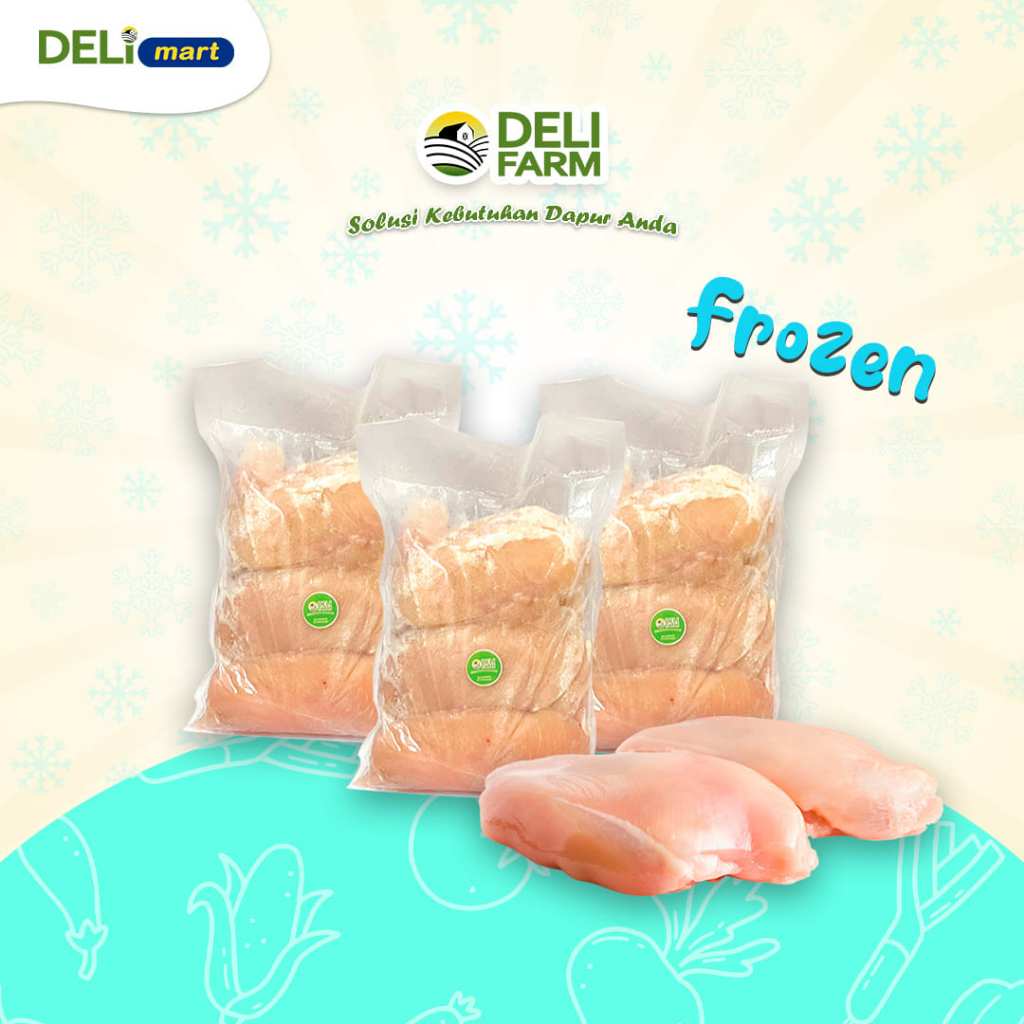 

Deli Mart [ Khusus INSTAN Medan ] DADA AYAM FILLET FROZEN 100gr/pcs 1 KG isi ±10 pcs bahan Katsu by Deli Farm