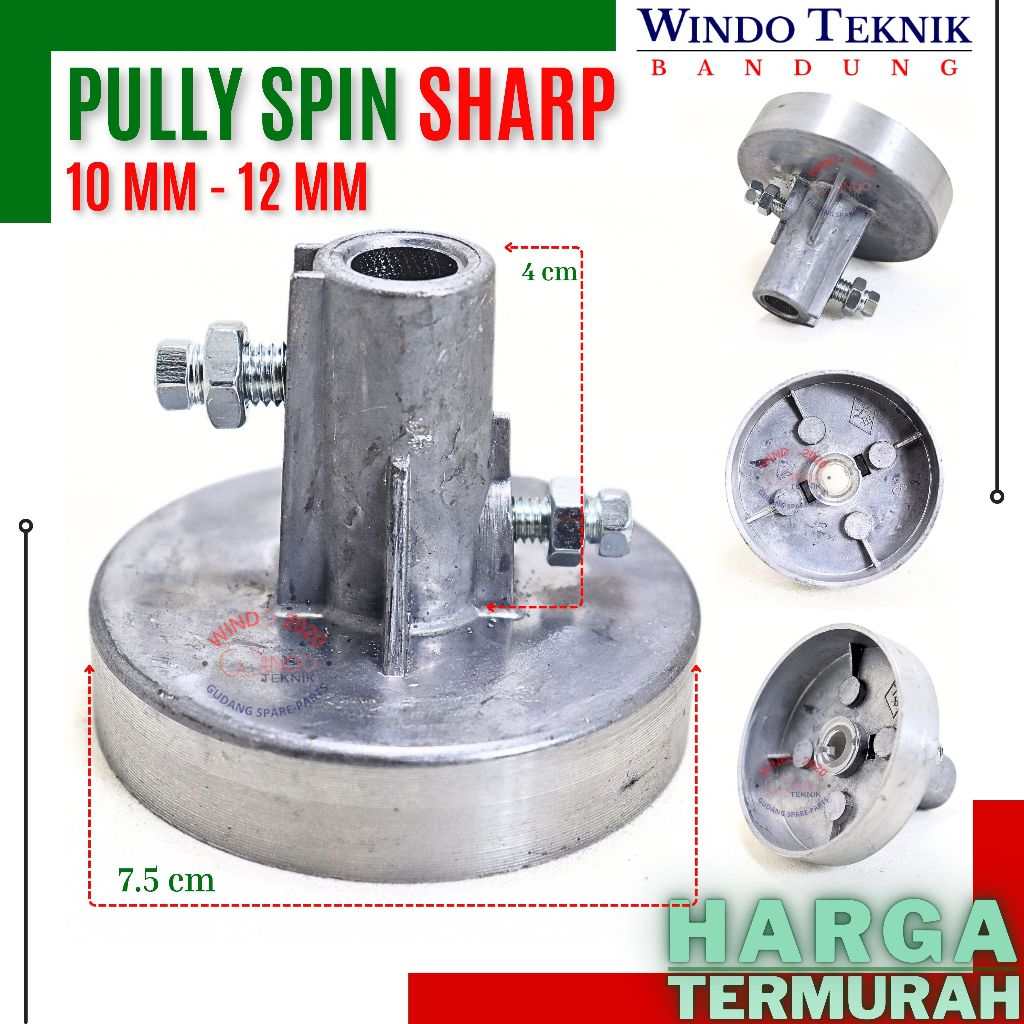 PULLY MOTOR DINAMO SPIN PENGERING SHARP 12MM - 10MM | PULI / PULEY TIANG AS SAMBUNGAN KE TABUNG