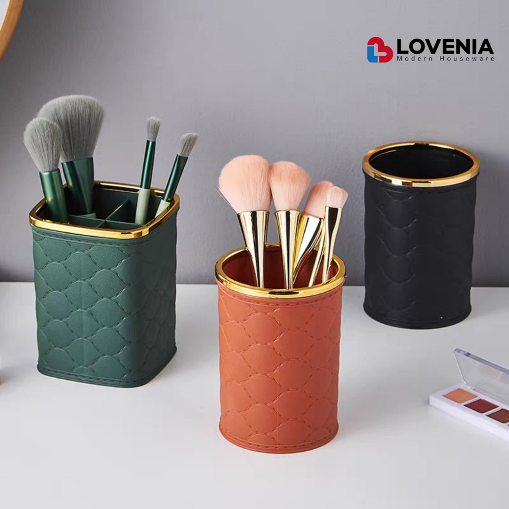 BEAUTY BOX / TEMPAT KUAS MEAKEUP PREMIUM PLASTIK / RAK KOSMETIK MOTIF KAIN  LOVENIA