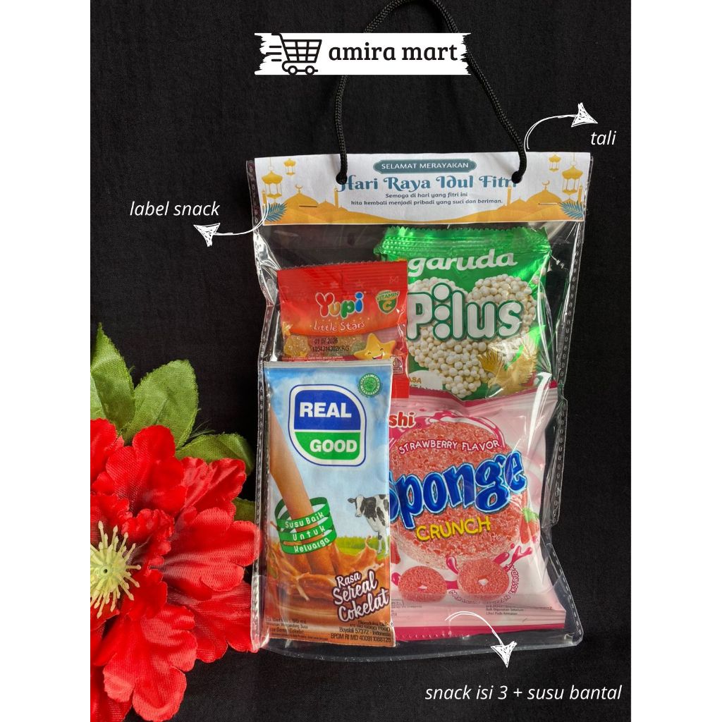 

Paket Parcel Idul Fitri Isian Snack Dan Susu Bantal Mini Hampers Hari Raya Paket Snack Khitanan Anak