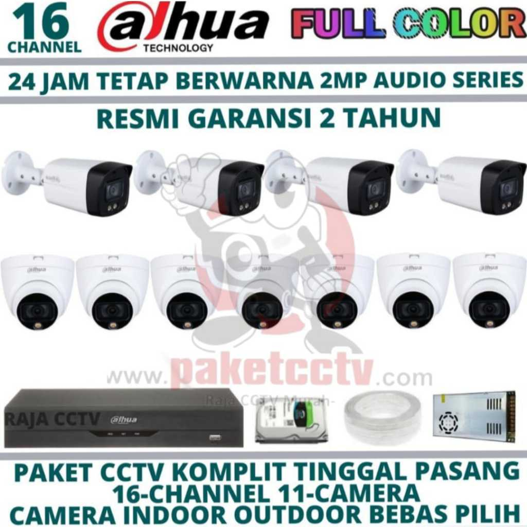 PAKET CCTV D@HUA 2MP 11KAMERA COLORVU CAMERA CCTV