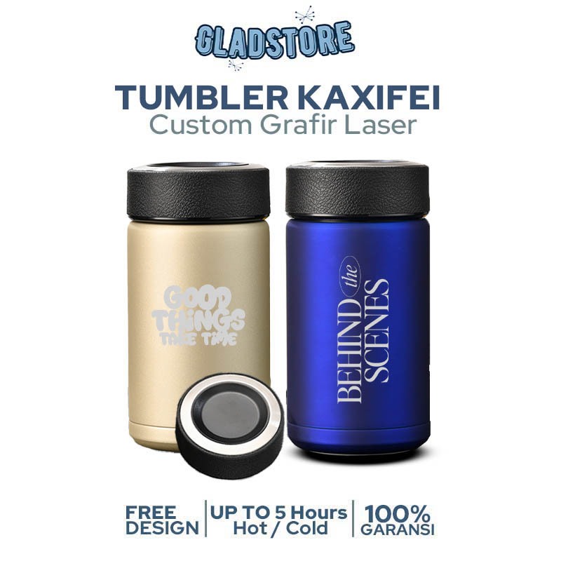GS Tumbler Custom KAXIFEI 400ml Cetak Laser Grafir Souvenir/Promosi