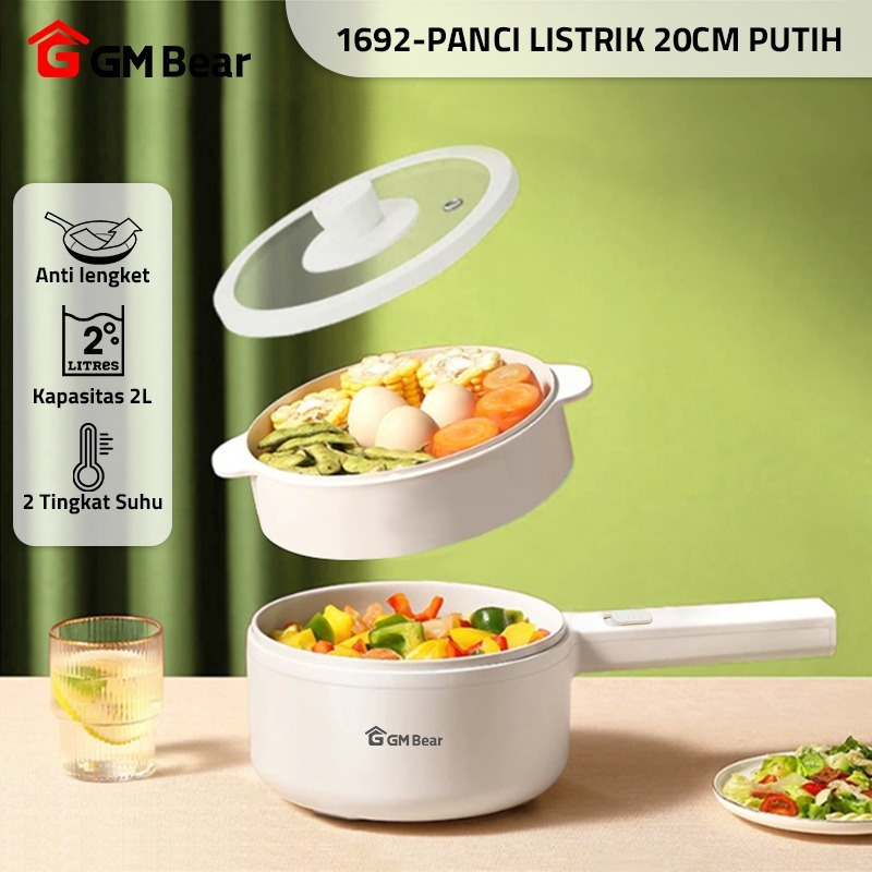 GM Bear Panci Listrik Multifungsi (3 in 1) 1692 - Panci Listrik Serbaguna Panci Listrik Low Watt