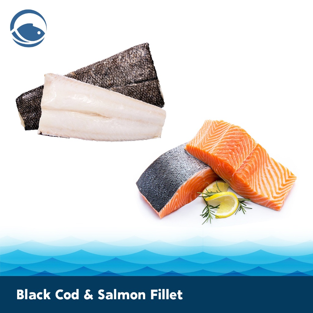 

PAKET Ikan Black Cod & Salmon Fillet Skin On Wild Caught Fish Premium