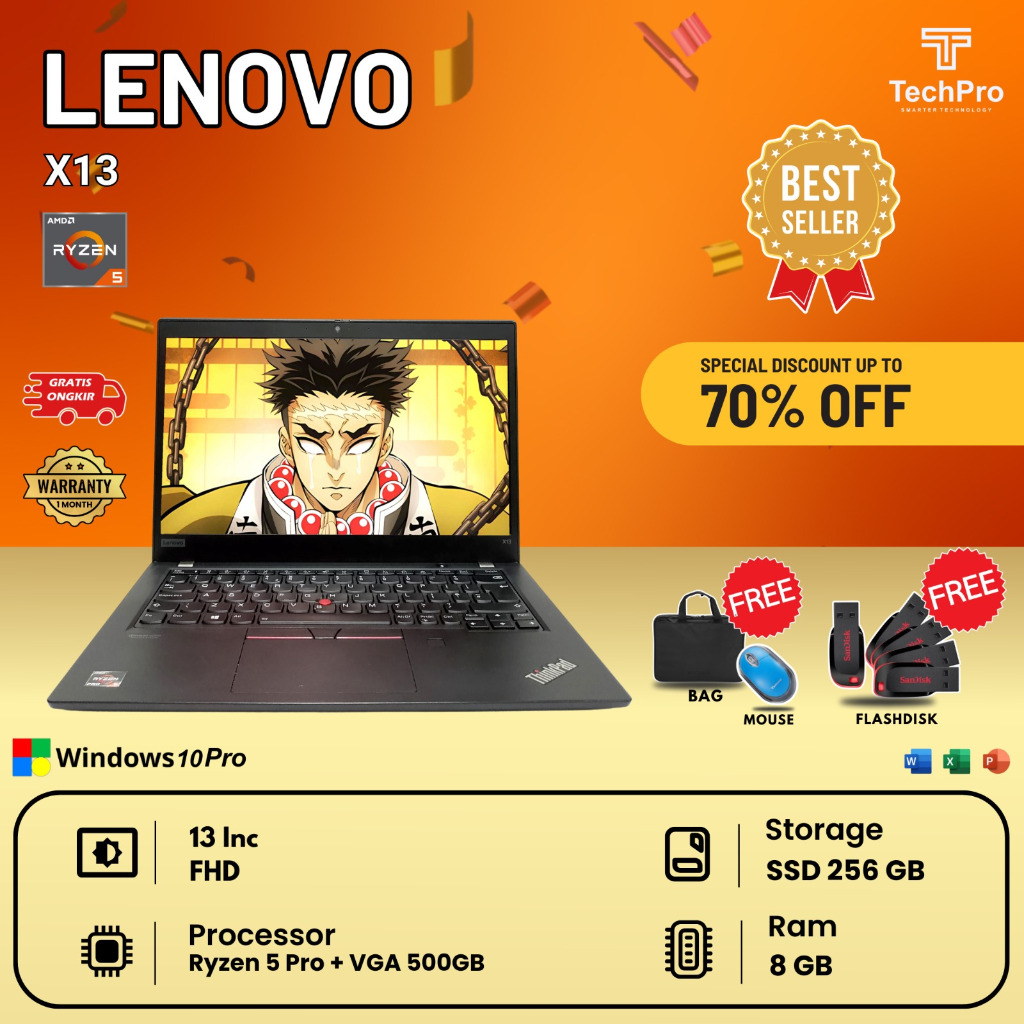LENOVO THINKPAD X13 Gen1-20UG Ryzen 5 PRO 4650U 16GB 256SSD 13.3" HD Win 10 Pro