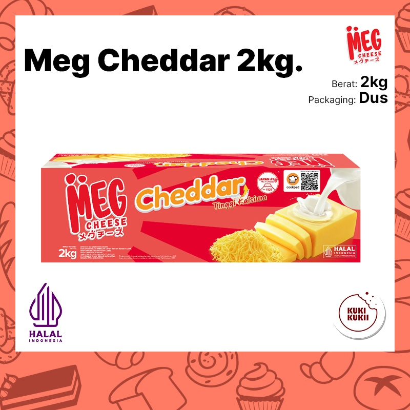 

Keju Meg Cheddar 2kg | Meg Cheedar 2 kg 2 kilogram 2 kilo blok block