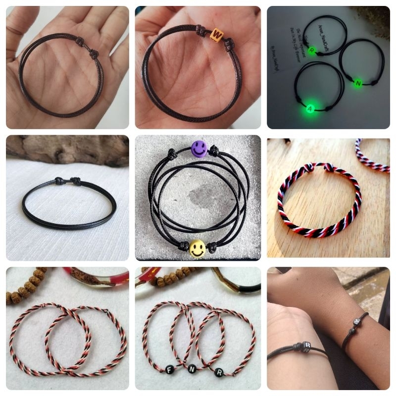 MANIS.MANIS - GELANG TALI KOREA 1MM WATERPROOF WARNA HITAM COKLAT TRIDATU
