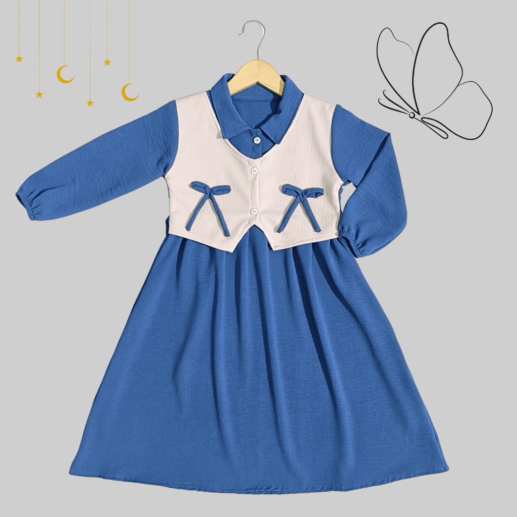 Selvia Dress Muslim Anak Perempuan  Model Gamis Rompi Terbaru Usia 1-12 Tahun