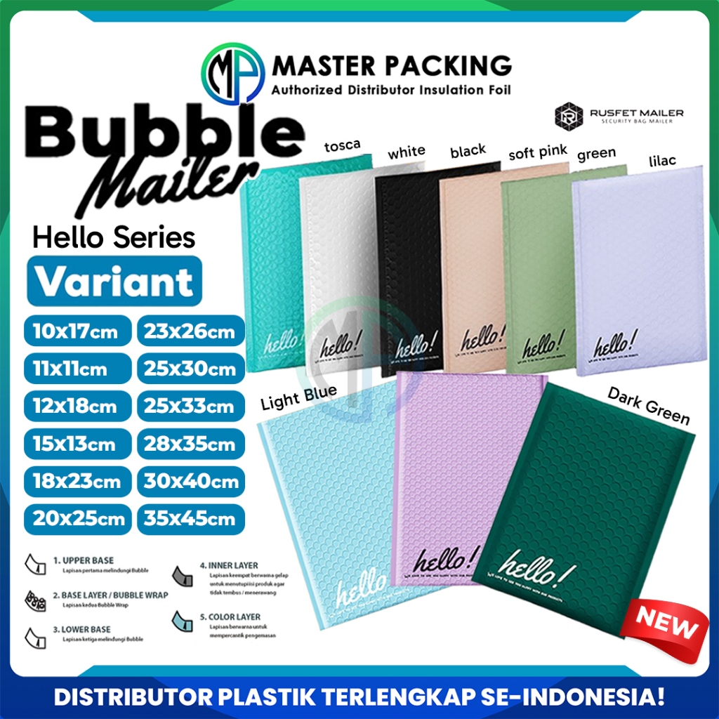 

Amplop Envelope Bubble Buble Mailer Rusfet Premium / Security Bag Mailer Solid Color Harga Satuan