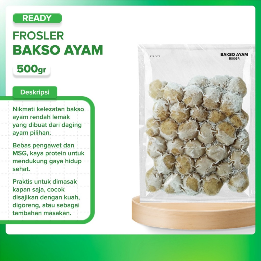 

Frosler Bakso Ayam Premium 250gr&500gr-Daging Ayam 100%-Bebas Pengawet & Msg-Higienis