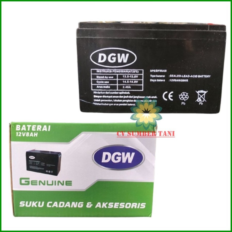 Aki kering Tangki Elektrik DGW 12V 8AH Accu Baterai Electric Battery Knapsack Sprayer UPS