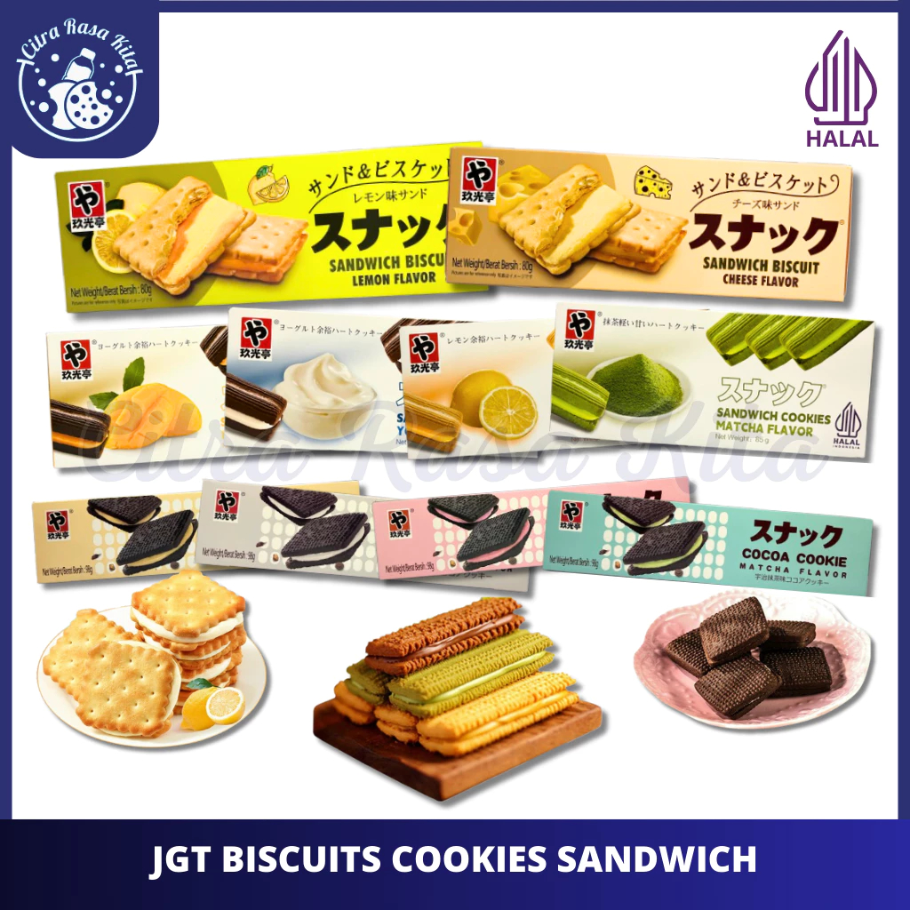 

JGT Cocoa Cookies Sandwich Biscuit Aneka Rasa 85g