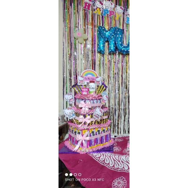 

Snack tower 3 tingkat bentuk LOVE kue ulang tahun/hadiah/kado UANG TARIK (Bebas Request)