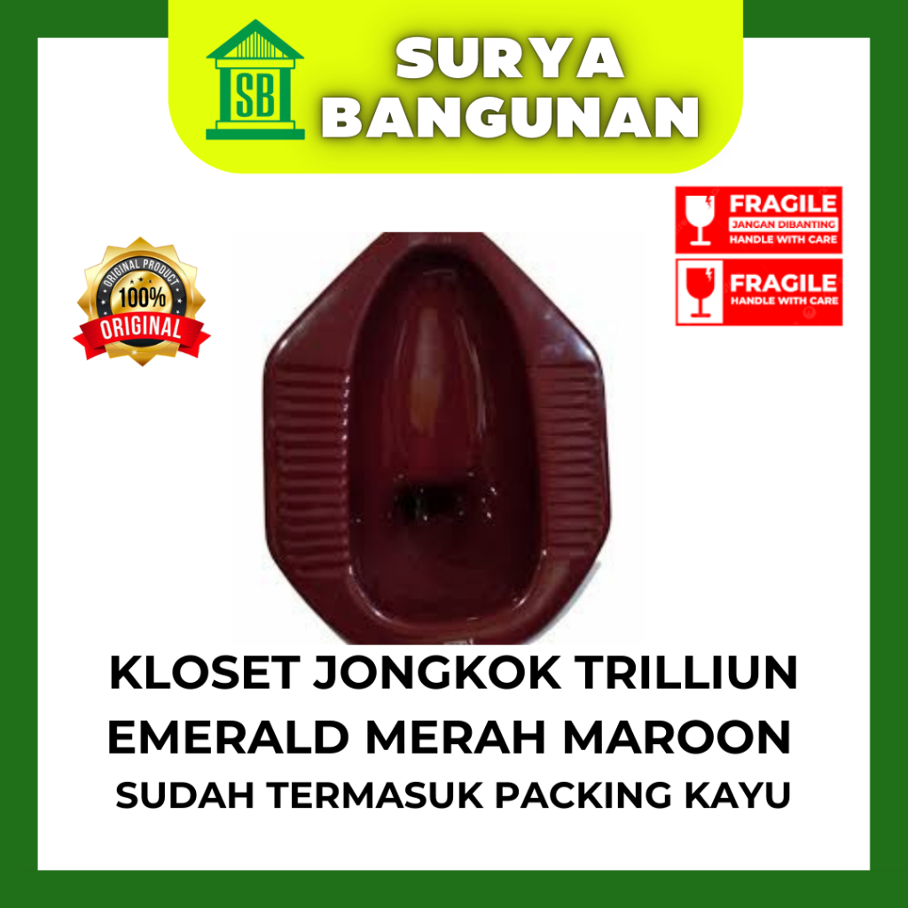 Kloset / Closet Jongkok Trilliun Emerald Series merah maroon (HARGA SUDAH TERMASUK PACKING KAYU)