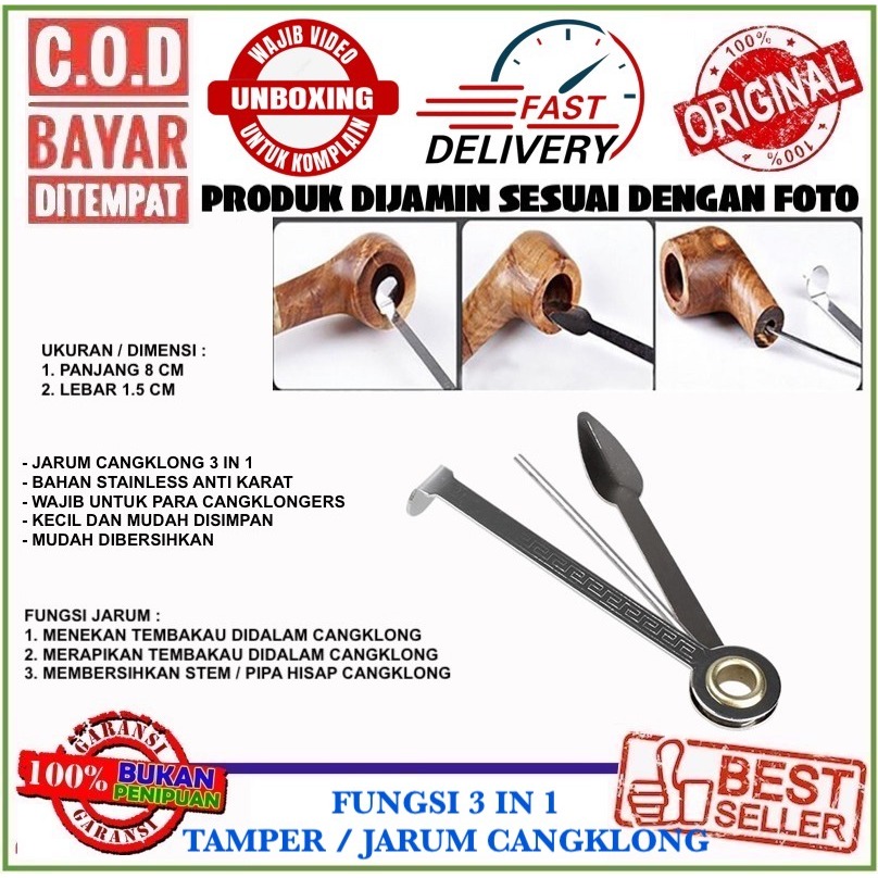 C.O.D Tamper Cangklong Kayu / Resin Alat Bantu Tekan / Korek Bahan Metal Tebal Tahan Karat Kuat