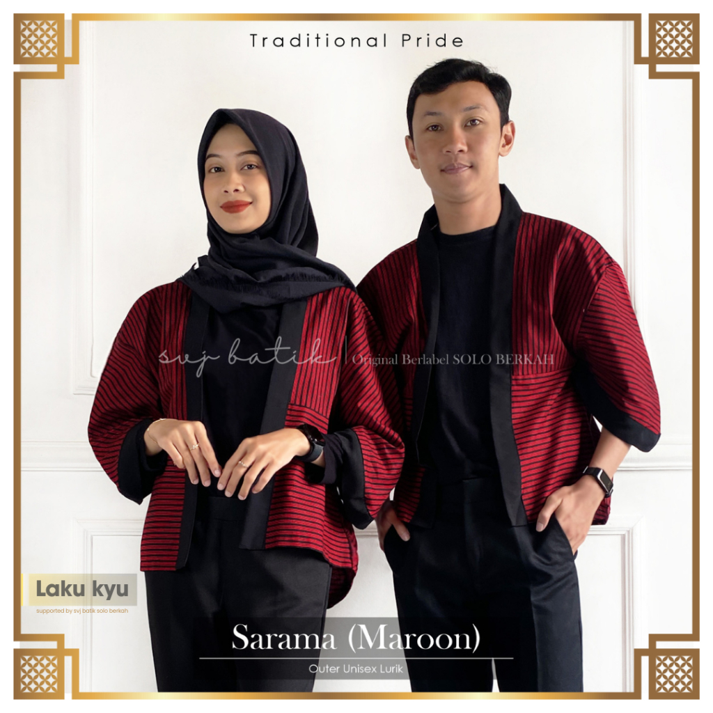 Atasan outer kardigan lurik salur batik pria wanita outfit kondangan oversize katun solo svj lurik