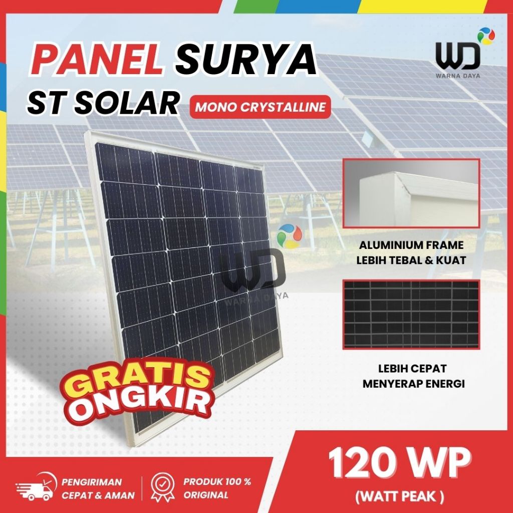 Panel Surya Solar Panel ST Solar 120WP Mono Free Packing Kayu
