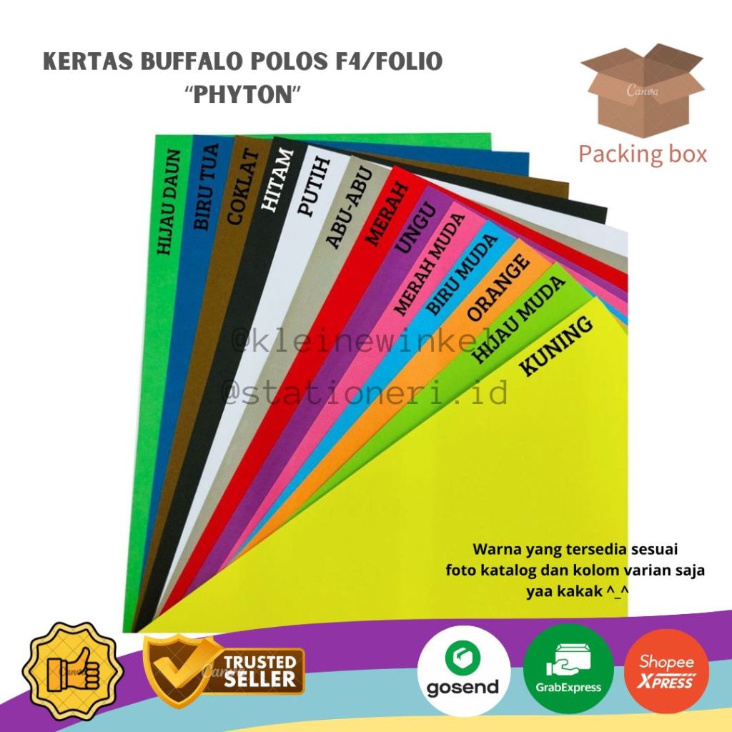 

[ 10 LEMBAR ] Kertas Buffalo F4 Cover Jilid Polos Merk PHYTON Folio Bufalo Art Paper