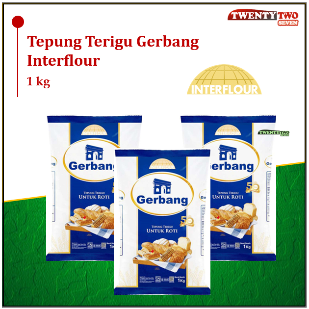 

Gerbang Tepung Terigu Roti Serbaguna Cocok untuk Baking Cooking Interflour 1 kg