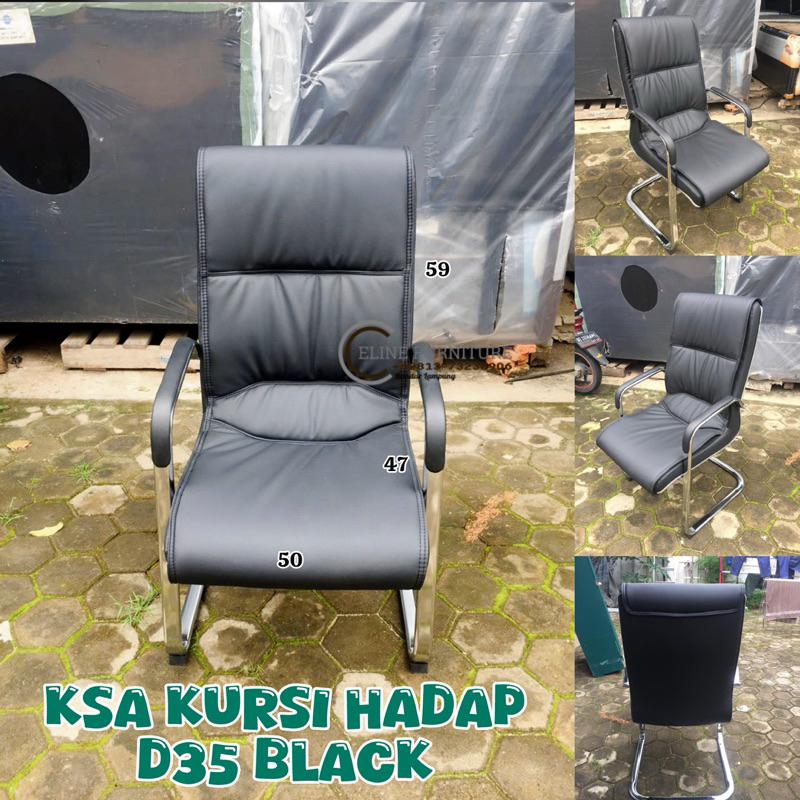 Kursi Hadap | Kursi Kerja | Kursi Rapat Kantor  Tanpa Roda D35 Black