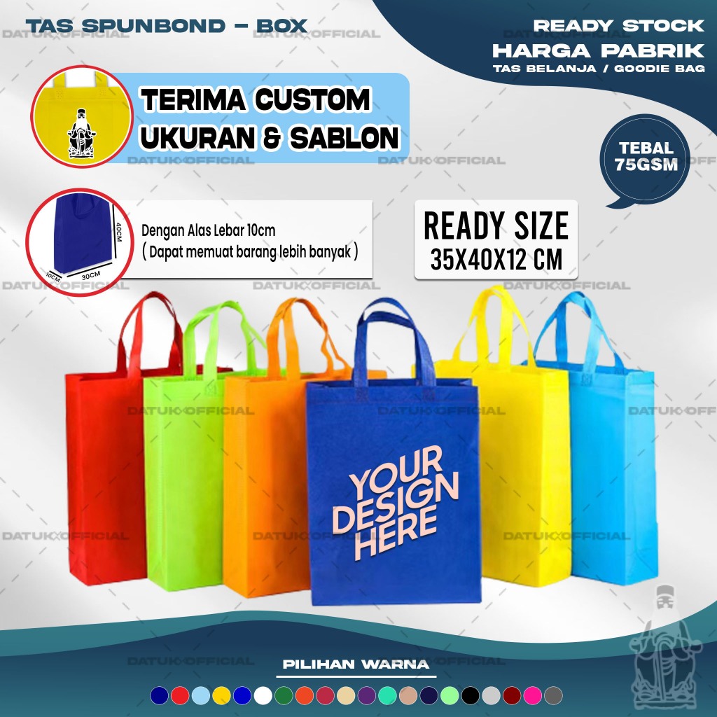 

Goodie Bag Tas Belanja Spunbond HBPA Kotak Box Ukuran 35x40x12 Kantong Kain Souvenir