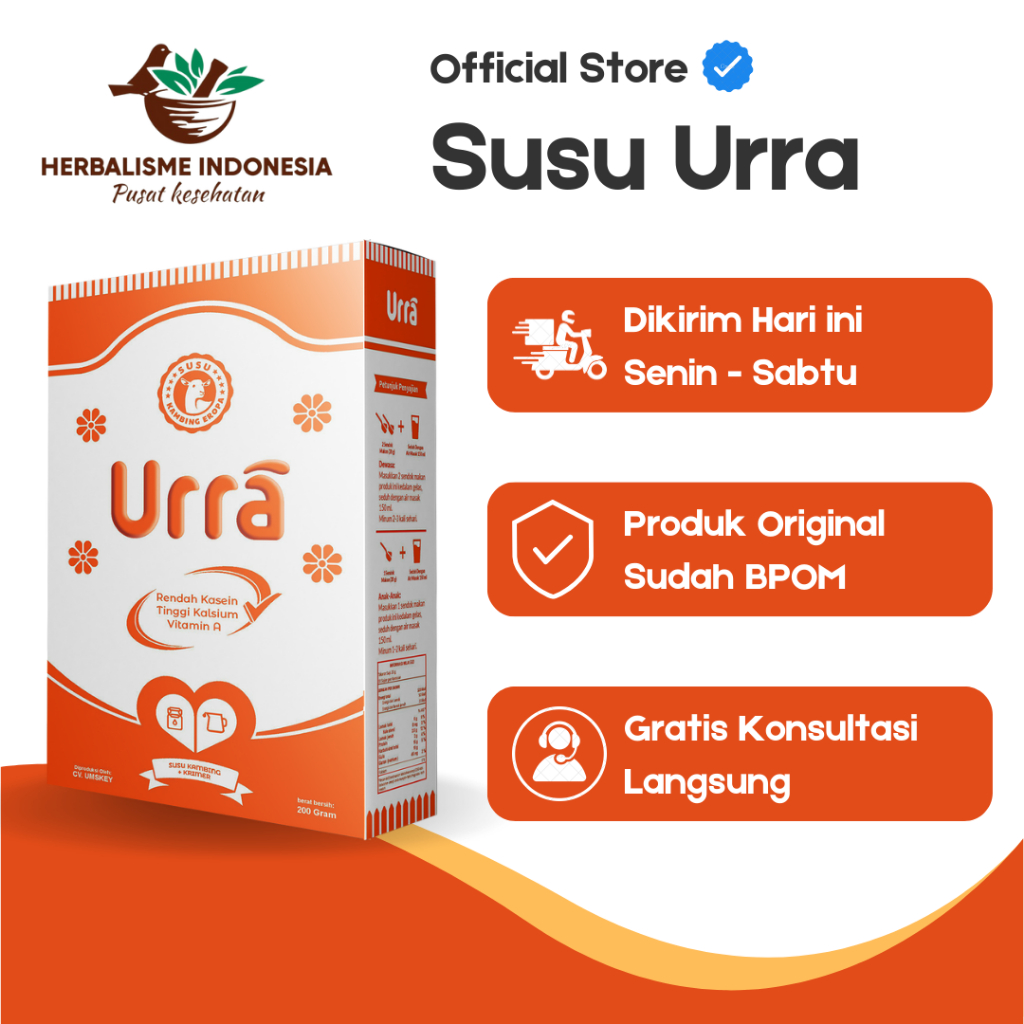 

SUSU KAMBING ASLI - SUSU URRA - SUSU PENGGEMUK & PENAMBAH BERAT BADAN ANAK/DEWASA BPOM - 200gr