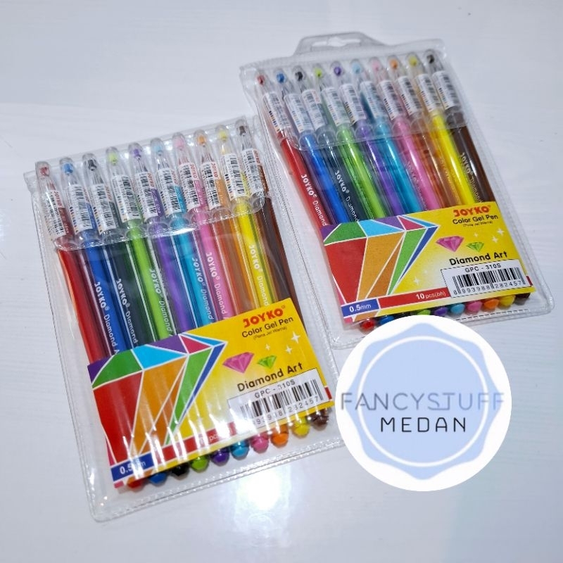

Fancystuff - pulpen gel warna warni joyko kualitas bagus isi 10pcs