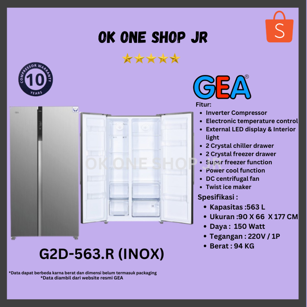 GEA Kulkas SBS G2D-563 INOX / G2D 563INOX Inverter