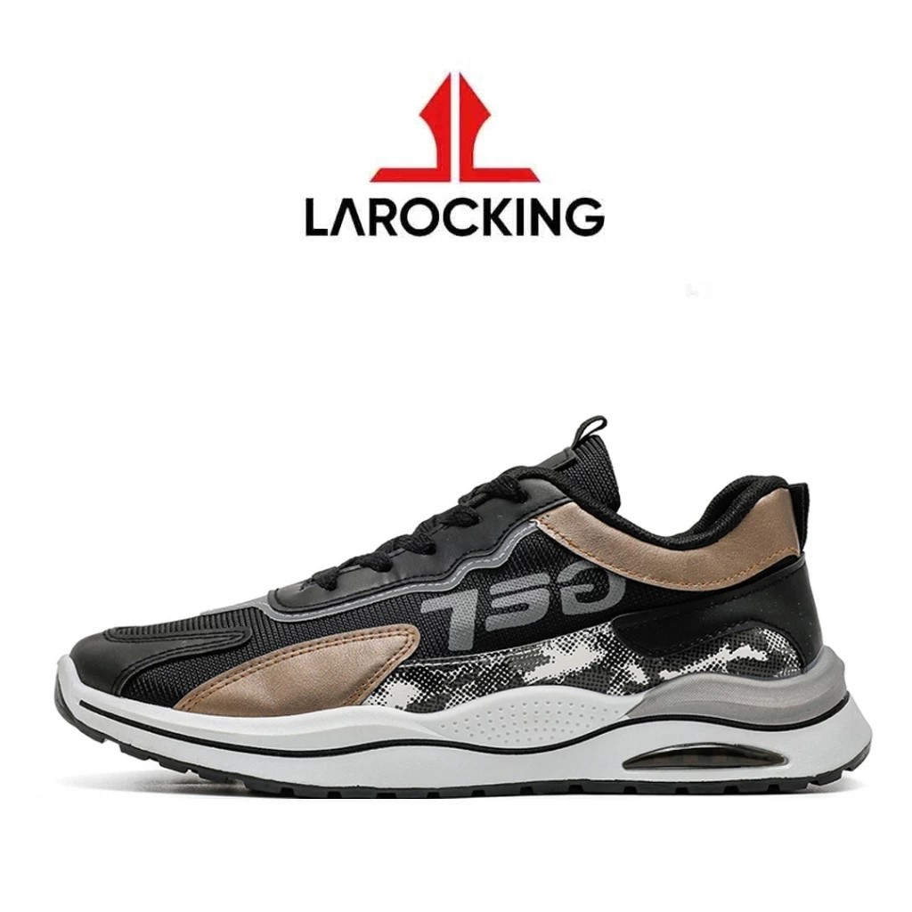COD Promo Terbaru Larocking Gusion Hitam Coklat Sepatu Sneakers Pria