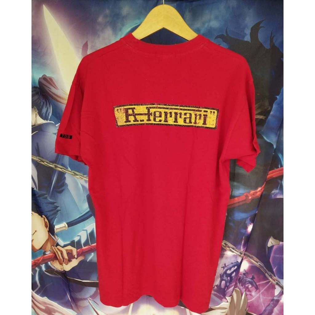 Vintage 00's Ferrari Red Back Logo Tee Kaos Tshirt Original Second Merch Japan Korea Brand Vintage R