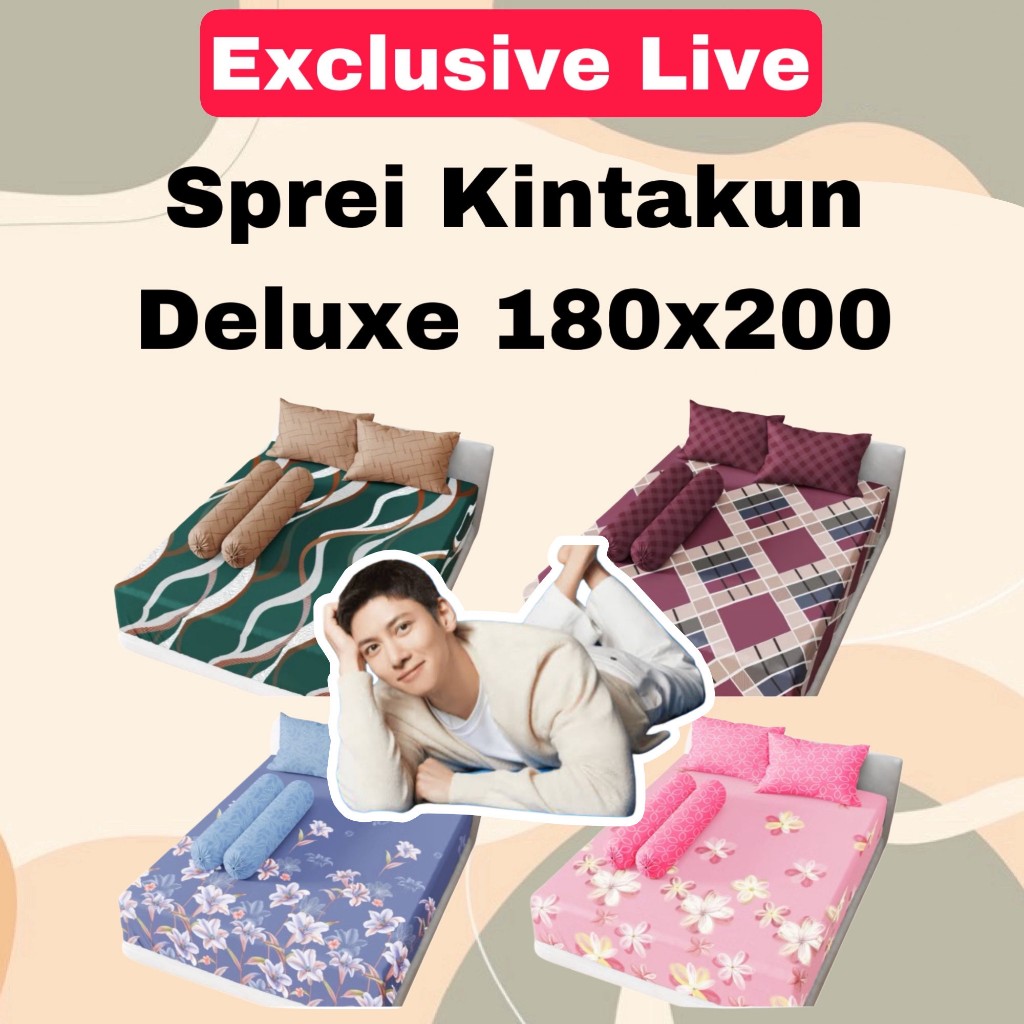Sprei Kintakun Deluxe 180x200 Motif Terbaru No.1 King Siza Tinggi 25cm 20cm 30cm
