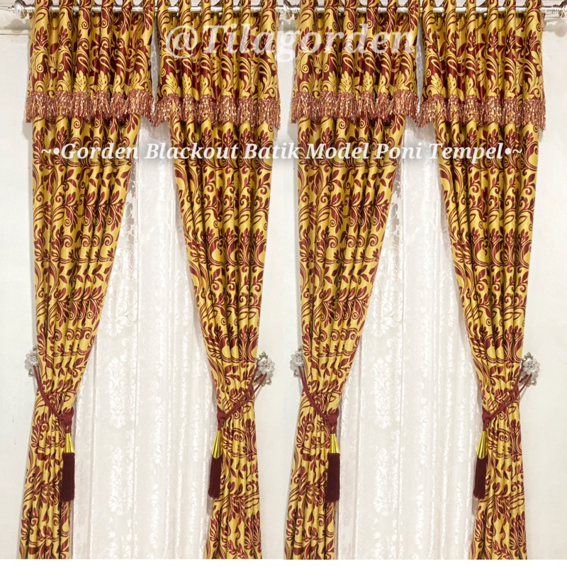 Gorden Blackout Batik Poni Tempel Gorden Pintu dan Jendela Gorden Mewah dan Elegan