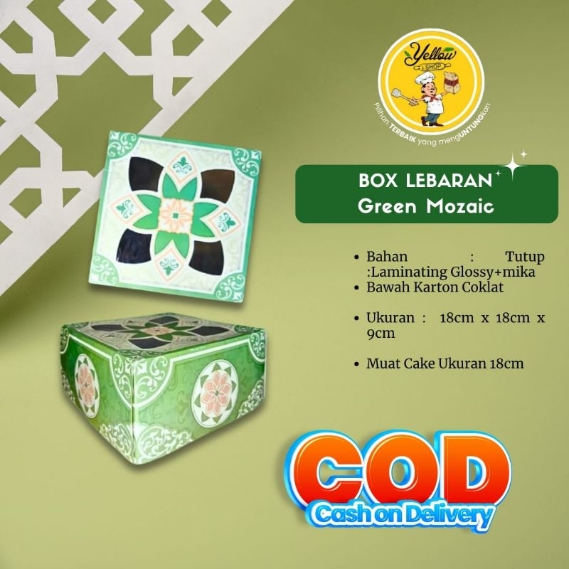 

BOX LEBARAN GREEN MOZAIC / CAKE UKURAN 18CM