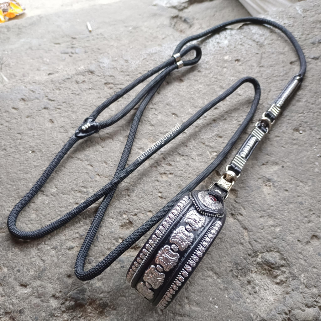 TALI DAN KALUNG ANJING BERBURU OTOMATIS SAMBUNG 2 UKURAN 7 ASLI KULIT BAYAR DITEMPAT