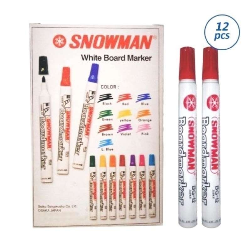 

Spidol Snowman White Board BG-12 Tinta Warna Merah Isi 12 Pcs - Alat Tulis - Stationery